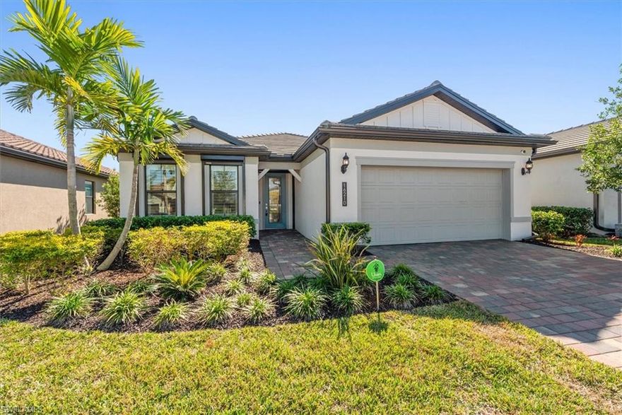 This exceptionally clean and beautifully upgraded 2.5-year-old pool home shows like a model and offers peaceful water views along with a premium southern exposure—once a $50,000 lot upgrade. The kitchen upgrades include 42" upper cabinets with crown molding, soft-close drawers, upgraded countertops, floor tile, appliances, and under-cabinet lighting. The gathering room features a coffered ceiling and accent wall, while zero-corner sliders open wide to the screened lanai for seamless indoor–outdoor living. Plantation shutters, elegant window treatments, and tasteful décor enhance the home’s light, modern appeal. Additional upgrades include premium tile and fixtures in the bathrooms, upgraded carpet in the bedrooms, a whole-house water filtration system with softener and UV disinfection, a full security system, added cabinets and counters in the laundry room, and a combination of roll-down shutters plus electric storm shades for total peace of mind.  The lanai offers a large covered area for relaxing or entertaining, a sparkling pool, electric storm shades, and serene water views. The extended garage comes finished with epoxy floors, extra outlets, and overhead storage racks, adding to the home’s functionality. 

Located in the quiet non-age-restricted gated community of Hampton Lakes which offers low HOA fees, an outstanding amenity center featuring a resort-style pool, fitness center, and courts for tennis, pickleball, and bocce. This immaculate property delivers exceptional quality, comfort, and lifestyle in one of the area’s most desirable communities.