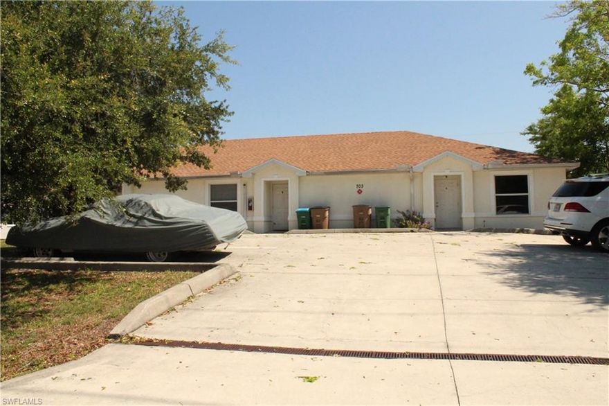 Great investment property located in a very convenient neighborhood.  All 3 units have 2 bedrooms and 2 bathrooms, tiled throughout, with a screened in lanai, and washer / dryer hook ups on the lanai, 2 linen closets and a walk-in closet in the master bedroom. Both bathrooms have a tub. Large parking lot. Unit B has a washer and dryer.  New roof in 2021.  Unit A was just painted.  Assessments are in and paid. NOT in a flood zone.