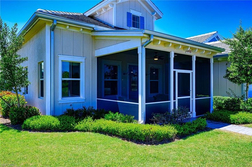 Embrace the vacation vibe every day in this exquisitly styled Marco cottage. Step into this tropical coastal cottage that exudes elegance with this turnkey home. It’s an inviting, quiet retreat featuring two bedrooms, two full bathrooms, and a spacious two-car garage. The lush landscaping surrounding the cottages adds to the tropical feel of the community. Large format white and gold flooring flows throughout the home. The warm beige, sand and gold tones create a seamless blend of comfort and tasteful coastal sophistication. The open gourmet kitchen boasts stunning white quartz countertops, stainless-steel appliances and rollout cabinets draws. The soaring ceilings with wood beams add to the open airy layout perfect for entertaining. Beyond the front gate, residents enjoy an unparalleled lifestyle within a secure, meticulously maintained gated community inspired by the developers award-winning coastal architecture. Indulge in resort-style amenities, including a state-of-the-art clubhouse, fitness center, heated resort and lap pools. Outdoor enthusiasts will love access to pickleball, tennis, kayaking, paddle boarding, and miles of scenic nature trails and waterways. After a day of adventure, unwind at the Overlook Bar & Grill Restaurant while taking in breathtaking sunset views. All of this is just minutes from the pristine Naples and Marco Island beaches, Fifth Avenue exceptional dining and shopping. This home offers the perfect blend of luxury, leisure, and convenience. This is serene and active nature preserve living without sacrifice.