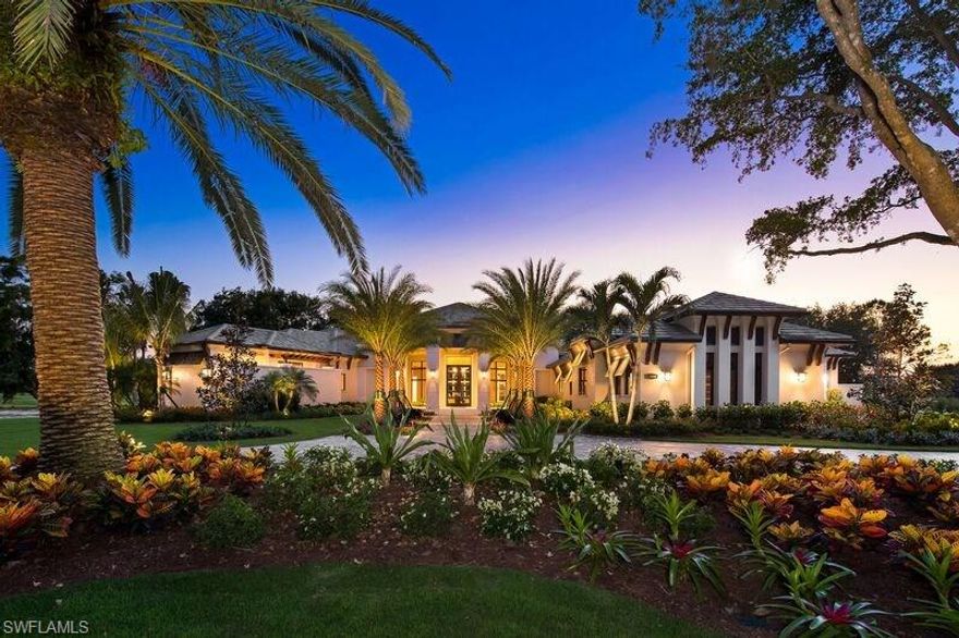Closing Price of $4,175,000.00 includes Real Property Price of $3,750,000 & $425,000 for the value of the furnishings that conveyed outside of closing. The West Indies inspired OAKMONT by Seagate Development Group offers western views of the golf course & lake. Oversized Andersen windows throughout the main living areas create a light-filled ambiance. A gourmet kitchen features Elmwood cabinetry & Thermidor appliances open to the great room w/custom built-in. A central wet bar showcases stone countertops with LED under-lighting & temperature controlled glass wine room. Natural,medium-tone walnut floors anchor a neutral color palette. Distinctive reverse soffit ceiling details w/recessed LED tape throughout the main spaces complete the design. Home Automation features Control 4 & a custom LED lighting plan with square 2” Juno fixtures to create the perfect ambiance for any occasion. The spa like master bath features pocketing sliders opening to a covered garden w/water feature. The infinity edge pool & water feature is the focal point of outdoor gathering spaces including an outdoor kitchen & dining area, conversation area with fireplace & seating area with fire pit.