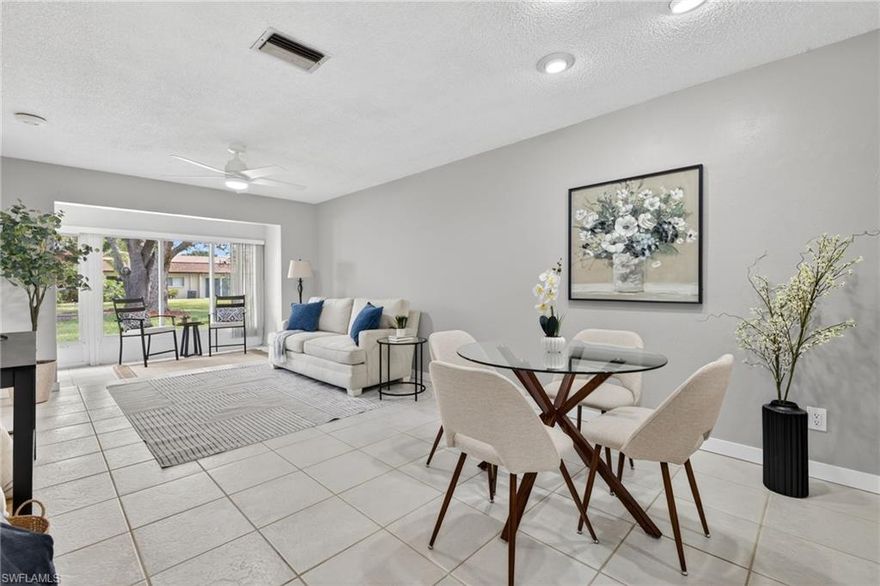 Located in the desirable, non–age-restricted community of South Pointe Villas in Fort Myers, this move-in-ready end-unit condo perfectly blends comfort, convenience, and carefree living. Featuring 2 bedrooms and 1 bath, this home offers tile flooring throughout and a bright, open layout where the kitchen flows seamlessly into the dining and living areas. The oversized primary bedroom includes 2 closets and abundant natural light, while the sunny enclosed lanai/Florida room provides a relaxing space to unwind year-round and is equipped with electric storm shutters for added protection and peace of mind.

The bathroom showcases a beautiful tiled walk-in shower, and the second bedroom functions perfectly as a flex space, complete with a Murphy bed - ideal for a home office, den, playroom, or guest room. Furnishings are negotiable, allowing for an easy, move-in-ready experience.

Recent updates include new stainless-steel appliances, including a washer and dryer, new lighting and ceiling fans, and fresh interior paint throughout, offering peace of mind from day one.

This condo is well suited as a full-time residence, seasonal retreat, or smart investment property. Enjoy low maintenance fees that include cable and lawn care, along with assigned covered parking and additional storage conveniently located near the unit entrance.

Community amenities include a pool and a spacious clubhouse with kitchen, library, mail room, and more. Adjacent to Rutenberg Park and ideally situated near US-41, Interstate 75, RSW International Airport, and the Barbara B. Mann Performing Arts Center, with shopping, dining, healthcare, and Gulf beaches just minutes away.

Whether you’re downsizing, investing, or simply seeking an easy Southwest Florida lifestyle, this condo truly checks all the boxes.