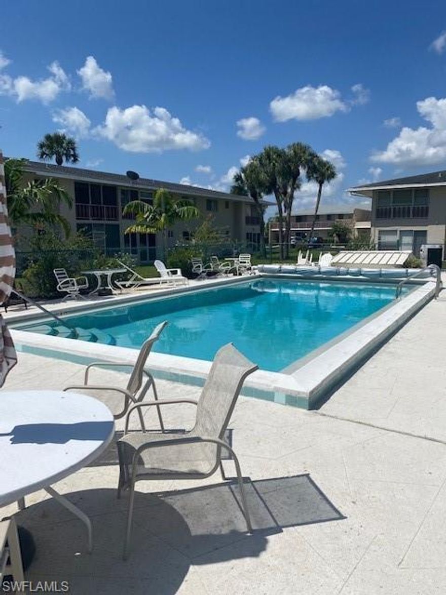 This open and bright 2 bedroom, 2 full bath condo is close to public transportation (right outside your door) and shopping is within walking distance. It offers assigned parking space directly outside your front door along with plenty of additional and guest parking and just steps to the common sparkling heated pool. Public golf course within walking distance, low monthly maintenance fees.  Beautiful tray ceiling in eat in kitchen with all appliances, enclosed glass porch overlooking golf course.