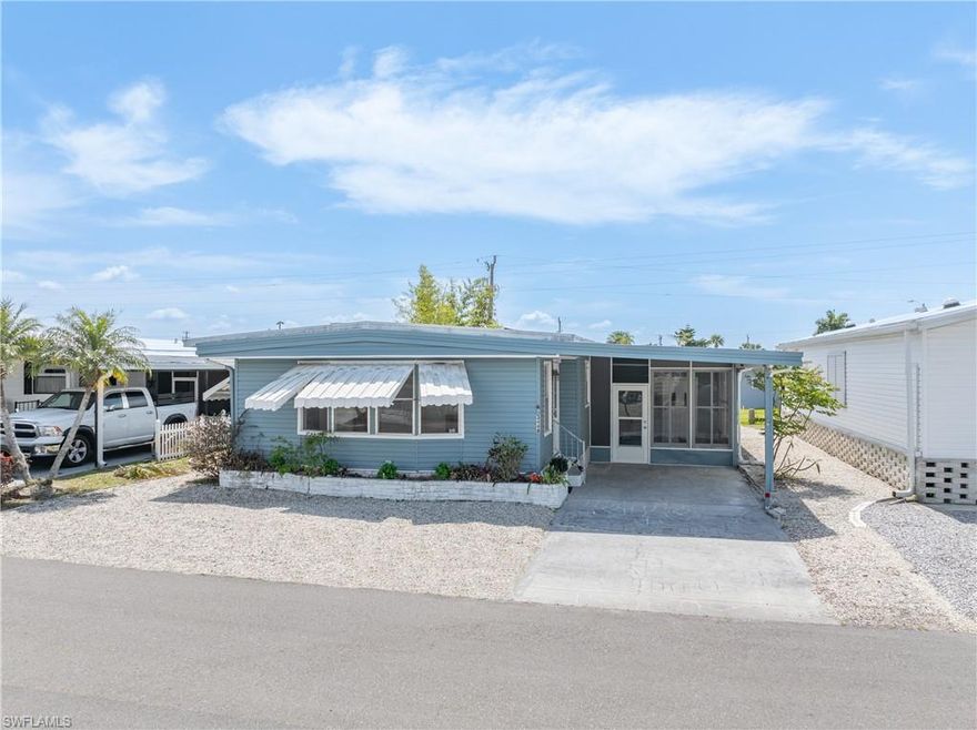 This is the home you’ve been waiting for in the highly sought-after Tamiami Village, a 55+ community in North Fort Myers. Remodeled in 2024, this property offers a perfect blend of updates and comfort. The aluminum roof-over was replaced in 2012, with major improvements including new floors and subfloors in 2024 and a vapor barrier replaced in 2023. The vinyl siding was painted in recent years, enhancing curb appeal. Inside, you’ll find quartz countertops and an updated electrical panel, giving the home a clean, modern feel.

Enjoy outdoor living with a composite deck on the back, perfect for relaxing or entertaining, along with a large storage shed for added convenience.

Located in a peaceful and friendly community, residents enjoy access to multiple pools, shuffleboard courts, a dog park, and a full calendar of activities that make it easy to stay active, social, and build lasting friendships. Just a short drive to downtown Fort Myers for dining, shopping, and entertainment, as well as Punta Gorda’s Fishermen’s Village where you can enjoy waterfront dining, live music, and beautiful sunset views.

This home offers the ideal combination of updates, lifestyle, and location—perfect for full-time living or a seasonal retreat.