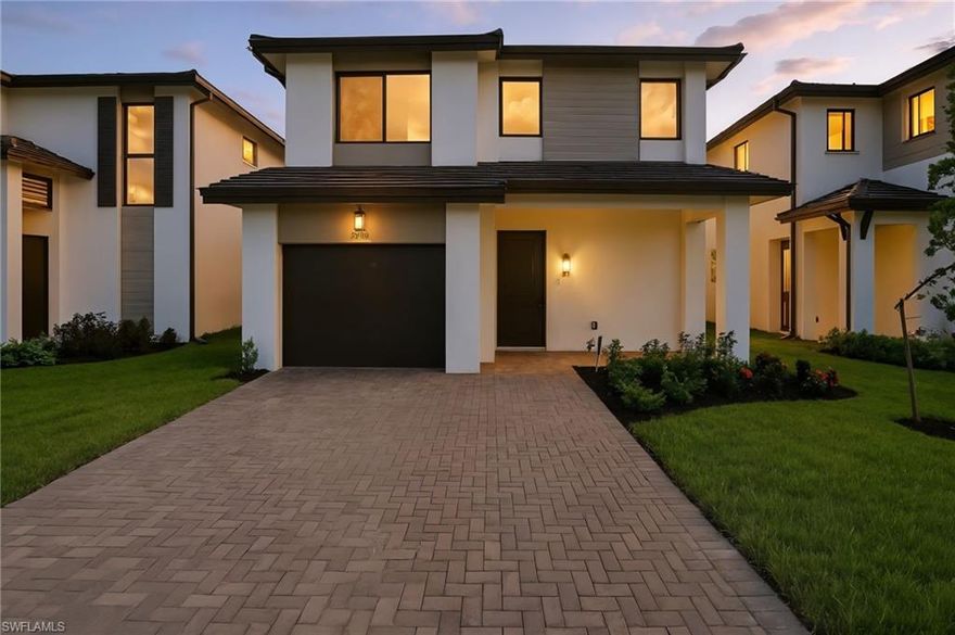 Welcome to this stunning Balboa home w/beautiful scenic view of nature preserve. Located in Maple Ridge a  certified blue zone community. A popular design, this move-in-ready, 3-bedroom 2.5 bath home boasts impact windows & doors throughout, ensuring both safety & energy efficiency. Exterior features include brick paver driveways and walkway, automatic sprinkler system & garage door opener. Interior features include fully equipped kitchen w/breakfast nook, beautiful spacious cabinets w/pantry conversion, quartz countertops w/mosaic backsplash and more. 8 ft. interior doors, wall mount TV bracing package, upgraded interior paint, 5 1/4" baseboards, 18x18 tile in main living areas. Huge walking closets in master, upgraded bathroom tiles, quartz countertops and much more. This beautiful home is set in a prime location just minutes from shops, restaurants Publix supermarket & Ave Maria University. Community amenities include an award- winning, state-of-the-art clubhouse, gym, resort-style pool, pickleball courts, picnic & BBQ areas, walking, jogging, biking trails, and a dog park – everything you need for a balanced, active lifestyle!