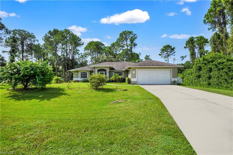 Single family home w/ great layout! You will love the wonderful open feel of this home that offers concrete block construction, great room layout, cathedral ceiling, tile flooring throughout, split bedroom floor plan, spacious kitchen w/ breakfast bar & breakfast nook, large master bedroom w/ walk-in closet, screened rear lanai, and huge backyard w/ room for a pool. The a/c was replaced 3 yrs ago, recently accordion storm shutters were installed on the screened lanai (detached manual shutters for remaining windows of home), and there is an entire home reverse osmosis system that is leased. Situated in a non-gated, no homeowner fee neighborhood and surrounded by single family homes. Easy access to I-75 & SR 82, close to schools, shopping, and dining options. Plus, it is only 13 miles from the redeveloped River District w/ restaurants & nightlife, 25 minutes from the RSW airport, and just a short drive to the Spring Training Fields of Red Sox & Twins.