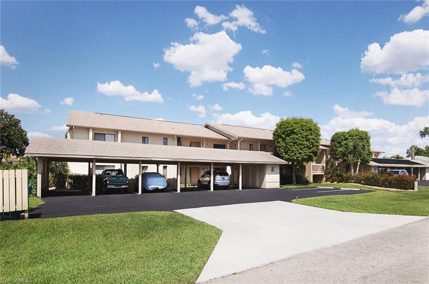 Ground floor 2 bed/2 bath remodeled condo on the awesome Rubicon Gulf Access intersecting big water canal view.  New 19 inch tile through the main areas and carpet in the bedrooms. New appliances, updated kitchen & bathrooms and fixtures. Lanai over looks the docks, fish right out your back door or pull your boat up to the community dock. Ground floor storage, covered parking, 90 day rentals and cats only for pets . Great central location close to shopping, dining and bridges to Fort Myers. See VIRTUAL TOUR make your appointment now!