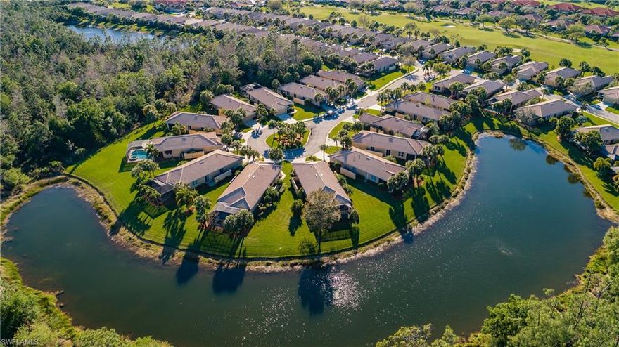 Enjoy this Raphael Model with HUGE PIE SHAPED LOT, the Largest floorplan in the Trieste neighborhood of Pelican Preserve... BIG BANG FOR YOUR BUCK HERE! ***WCI BUILT*** lots of house for the money and an AMAZING VIEW!  Upgraded Tankless Water Heater, Stainless Appliances, Rich Wood Cabinetry and AC replaced 5-6 years ago. Natural Gas is available in this neighborhood! Private Lanai with extra courtyard for plants and three sets of sliders to let in extra light. Desirable Open Concept Floor Plan that flows seamlessly from the kitchen to the living area and to the lanai. Pelican Preserve is the Premier, Award Winning 55 & Better Community in SW Florida. Featuring: 80,000 sq ft of amenities! Imagine a Social Meeting Place, World Class Fitness, Tennis Facility, Butterfly Garden, Arts & Crafts Studio, Wood Working Shop, Movie Theater, 27 holes of Championship Golf (optional), Amazing Restaurants, 38 Acre Cypress Preserve w/ Boardwalks, 3 Pools, Flip Flops Poolside Bar, Jazz Concerts, & Full Spa! The preferred method of transportation, take your golf cart, walk or ride a bike throughout the whole community!