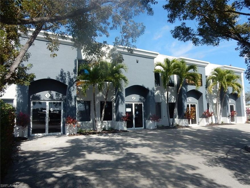 Unit 2 is 2,105 SF and is available as of April 1st    2019 at  $16.00 PSF Gross. It includes 1,185 SF showroom/office at front, 519 SF warehouse at rear and 401 SF Mezzanine/Office. The 8,918 SF 4-tenant office and warehouse building was built in 2000 on 135' x169' corner lot with easy trucks access at rear. Located in Pine Ridge Industrial Park in North Naples, off Pine Ridge Road and Shirley Street. Convenient access to I-75, exit 107.