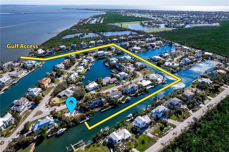 Build your dream home on this cleared lot with direct deepwater Gulf access (no bridges) in the coveted Sanibel Isles community. This is the ultimate location for boating enthusiasts as it features deep water access to accommodate large boats and a wide canal basin for easy navigation. For added convenience, architectural drawings for a custom-built, two-story luxury home are already drafted and available for the new owner, providing a seamless option to begin creating your dream residence. An expansive composite wood dock with a lift runs the entire length of the lot, perfectly positioned to overlook the picturesque canal. Relax in your backyard oasis as you take in the stunning views of natural vegetation, wildlife, and marine life – from dolphins and manatees gliding by to the vibrant birdlife Sanibel is famous for. Don’t miss this opportunity to create your coastal retreat in paradise – where world-class boating, fishing, and natural beauty are right at your doorstep!