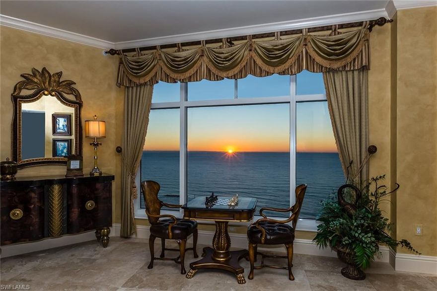 It just doesn't get any better. Bring your most discerning buyers to this breathtaking front end residence overlooking Marco Island's white sugary beach and the Gulf of Mexico. This absolutely stunning home has been professionally decorated for the most discerning buyer. The four-bedroom, four-and-a-half-bath residence with two balconies is being sold turnkey furnished. Features include lavish interior finishes, incredible faux painting, master woodworking and top-of-the-line furnishings. This is the address to have on Marco Island, with world-class amenities in a building decorated by the famous Chihuly glass artist. Amenities include fitness, tennis, theater, meeting rooms, community rooms, guest rooms and an infinity pool on the beach.