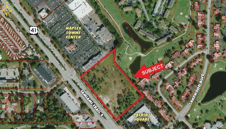 UNDER CONTRACT. Assemblage of two commercial lots of 1.84 acres and 4.00 acres, total 5.84 acres with 627 feet frontage on US41/Tamiami Trail East, with high traffic count. It is zoned C-3 “Commercial Intermediate District”, Collier County, suitable for variety of retail, office, and some other commercial uses, with maximum height of 50 feet.  Water & Sewer are available.