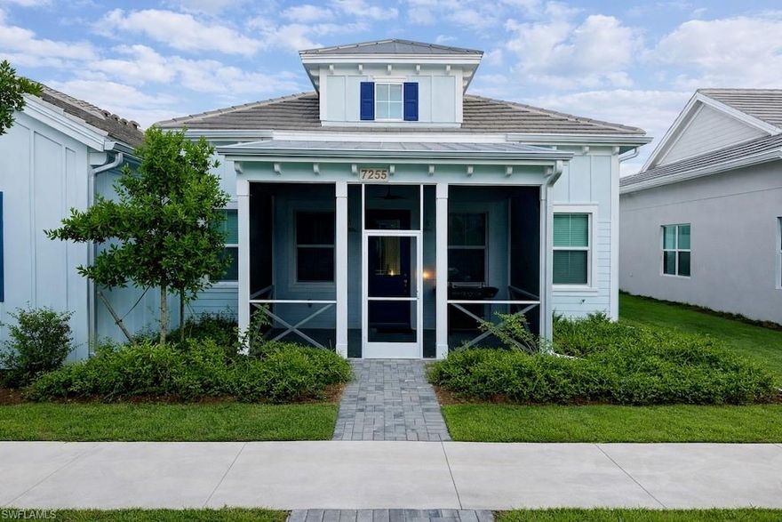 Experience coastal living at its finest in this exceptional Marco model cottage, perfectly situated within the tranquil and highly sought-after gated community of The Isles of Collier Preserve. Available starting March 15th, this meticulously maintained residence showcases a bright and airy design that harmonizes modern elegance with ultimate comfort. This charming coastal retreat offers 1,205 square feet of beautifully designed living space, featuring two spacious bedrooms, two full bathrooms, and a private two-car garage.

The home exudes a welcoming atmosphere from the moment you arrive, starting with the screened-in front lanai which serves as the perfect sanctuary for morning coffee or evening relaxation. Inside, the open-concept floor plan is elevated by beautiful hardwood flooring that runs throughout the entire house, providing a seamless and sophisticated feel. The well-appointed kitchen is a chef’s delight, equipped with premium stainless steel appliances, including a French door refrigerator, and sleek cabinetry that flows effortlessly into the dining and living spaces. For added convenience, the dedicated laundry room comes complete with a utility sink.

Nestled just miles from the white-sand beaches of Naples and the world-class dining and shopping of 5th Avenue South, this home offers an unparalleled lifestyle. Residents of The Isles of Collier Preserve enjoy access to a state-of-the-art fitness center, resort-style and lap pools, tennis, pickleball, and bocce courts. The community also features miles of scenic walking and biking trails through nature preserves, an enclosed dog park, and the exclusive Overlook Bar & Grill. This is a rare opportunity to secure a move-in-ready oasis in one of Naples’ most prestigious communities.