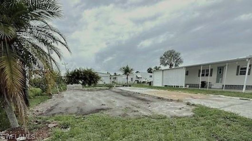 Rare vacant lot in Lazy Days Mobile Home Park, ready for your new home! OWN YOUR LAND & Enjoy AFFORDABLE LIVING in the Sunshine State in this well-maintained pet-friendly, people-friendly 55+ Community with shuffleboard, ponds, mature landscaping, and street lights. Low monthly fee $185 includes recreation facilities, common grounds maintenance, and trash pick-up. Low-cost RV & boat storage available on-site. Lazy Days Village is perfect as your vacation getaway or for year 'round living. NO LOT RENT TO PAY! Lazy Days is Resident-owned and offers a full schedule of activities year 'round. Stay as busy as you like or simply relax and enjoy the balmy Florida weather! Lots to do in this area -- shopping, dining, and healthcare are nearby. North Fort Myers Sports Center is just down the street. All this less than 1 hour to 31 public golf courses and 3 sugar-sand beaches!