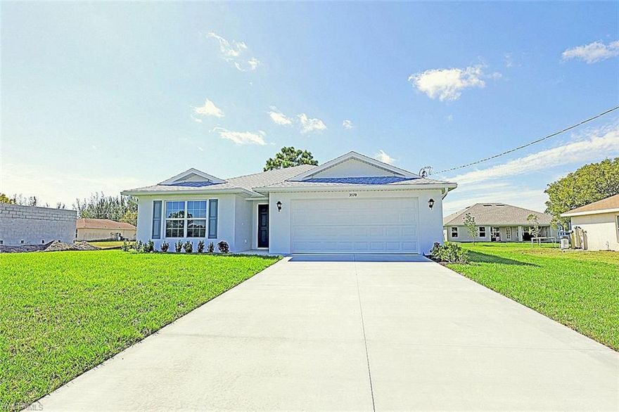 New construction!!   The Palm floorplan in the Signature Series. Beautiful 3 bedroom home. Home includes a 1 year warranty and a 10 yr structural warranty. Open floor plan with cathedral ceilings and center island kitchen.  Features include: Concrete Block Construction, under truss lanai, Lenox 15 Seer high efficiency AC system, Moen plumbing fixtures, Dimensional Shingles, PGT Low E Insulated windows, 30” upper cabinets, stainless steel kitchen appliance package, irrigation system, water treatment system, 18" tile in kitchen and baths, walk in shower in master bath, Concrete Driveway. Pictures shown are of a completed home and features may differ. You will not find another new construction home at this price with this quality of construction.