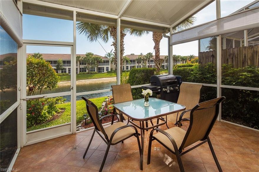 Well-maintained townhouse near shops, highway and schools with soothing water views. Enjoy your updated protected lanai while you cook on the grill overlooking the lake. Adults and children populate this community because of the social interaction at the community pool and basketball courts. Great community in Naples where young professionals choose to live with the ease of highway access.