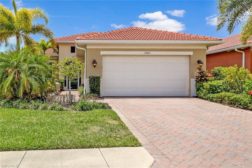 MOTIVATED SELLER! Beautifully designed home located in the heart of Naples offering serene natural landscape and complete privacy. This highly desired Azalea Model features three bedroom plus a den, two bathroom, open floor plan and two car garage. Western exposure allowing natural light to flow through generously sized main living, kitchen, and dining room. Additional features: tray ceilings, 20” diagonal tile, rich kitchen cabinetry, granite countertops, center island, crown molding, and custom window treatments. Luminous master bedroom ensures privacy from the rest of the home offering built-in California Closets with master suite including stunning walk-in shower, dual sinks, and soaking tub. Spacious brick layered screened lanai offers a private tropical setting. Impact resistant doors and windows and whole home generator with instant transfer switch are a few additional features. Manchester Square is a gated community conveniently located close to white sandy beaches, Waterside, Mercato, shopping, and dining. Residents have access to amenities: resort style pool, clubhouse, exercise room, bbq area, basketball court, and play area. Full Coverage Home Warranty Included.