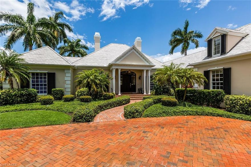 This tastefully updated, four-bedroom, four-full-and-one-half-bath, Port Royal home offers spectacular views of Hidden Bay. This home offers traditional charm and Florida coastal chic décor, with open concept spaces in the main living areas for both casual living and resort-style entertaining. The spacious master suite, with sitting area and completely renovated bath, overlooks Hidden Bay and the pool/patio area that was recently updated with beautiful custom stone decking. Enjoy shaded outdoor seating under the new retractable awning or on the sunny outdoor areas surrounding the gorgeous pool. The expansive, new 63-foot dock has a 24,000-pound boat lift and additional 7,000-pound lift that will accommodate two jet skis or a small boat for family fun. The circular drive and attached garage with additional paved parking space provide generous parking for entertaining. This wonderful family home, with a well-designed floor plan of bedroom and bathroom suites, will ensure your guest’s comfort and privacy. Eligible for Port Royal Club Membership. This is absolutely the best value in highly desirable Port Royal. A recent Improvements List is available.