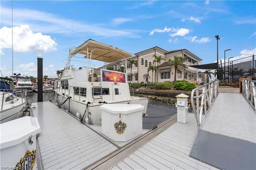 Welcome to an exceptional opportunity to own a 38’ boat slip in the prestigious Gulf Harbour Marina. This A-1 slip features a new all-aluminum dock. Designed to accommodate boats up to 40’10” with approved variance, this slip allows for a maximum beam of 14’6”, making it ideal for a wide range of boats. The marina’s concrete floating dock system ensures stability and durability, and each slip is equipped with electric service for added convenience. Enjoy a full suite of marina amenities, including Pump-out stations conveniently located near each slip, Fuel dock offering both gas and diesel, On-site laundry and shower facilities, Full-time professional staff available 7 days a week, Access to a beautiful private marina clubhouse. Elevate your ownership experience with an optional Sports or Golf Membership that grants entry to the renowned Gulf Harbour Yacht & Country Club. Discounted memberships are currently available, and a brand-new clubhouse is currently under construction. Perfectly situated on the Intracoastal Waterway, the marina provides quick access to open water, approximately 5 miles to the Gulf, making it an ideal home base for boating enthusiasts. Whether you're a seasonal visitor or a full-time resident, this slip offers the perfect combination of location, amenities, and value in one of Southwest Florida’s most sought-after boating communities