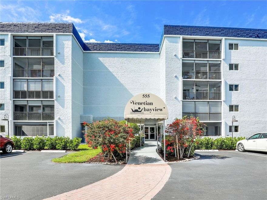 Fabulous location.... Venetian Bayview! This 1 bedroom, 2 bathroom 3rd floor unit is a short walk to the Villages at Venetian Bay and the beach! Enjoy all the fabulous amenities this community has to offer consisting of a fitness room, pool and tennis, or simply relax on the lanai while enjoying the peaceful surroundings of this property. Updated kitchen. This unit includes Wi-FI, cable, washer and dryer. King sized bed in the master bedroom, a sleeper sofa in the master and one in the living room also. Take a peek at this one before it's gone! 90 day minimum rental required by the association. Not available for the season of 2026.