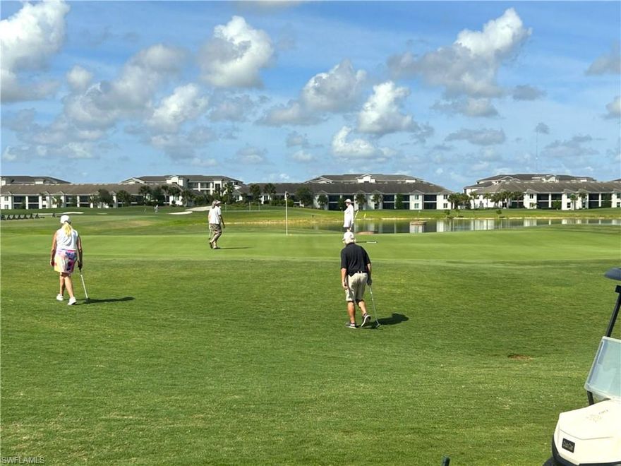 Golfers' DREAM condo in BABCOCK NATIONAL! 
LOCATION! LOCATION! LOCATION! 
BUNDLED GOLF!
 Close to amenities & golf course! Overlooking the 18th green, lake, driving range, Pro Shop & Clubhouse — BEST VIEW ON THE COURSE!!! First-floor end unit “Arabella” floor plan — largest Veranda condo with 1-car garage. A 3-minute walk or easy golf-cart ride to the course, club, and amenities.

Welcome to Babcock Ranch, America’s first solar city — virtually hurricane-proof as seen on “60 Minutes.” The open floor plan is bright and relaxing with 2 bedrooms, 2 baths, plus a den/office. This home features 2 lanais, a 1-car garage with epoxy flooring and overhead storage. The condo has tile throughout (carpet in bedrooms and den), crown molding, blinds on all windows, and hurricane-impact windows and sliding doors.

The kitchen offers a center island with seating and a breakfast bar for casual dining, beautiful granite counters, stainless appliances, plenty of cabinet space, and a newer dishwasher. Recessed lighting and a tray ceiling add a designer touch. The dining area easily accommodates a full dining set and flows into the living room with designer lighting. Sliding doors open from both sides to the golf-front screened lanai with ceiling fan and light.

The Owner’s Suite includes two walk-in closets, a designer ceiling fan, and an oversized shower. Bedroom 2 also has a walk-in closet; Bath 2 features a tub/shower. The den overlooks the living area. A short stroll down the street takes you to a community satellite pool with barbecue.

Babcock National’s centerpiece is its 18-hole championship golf course, designed to challenge players of all skill levels. After the course or courts (tennis & pickleball), unwind at the Tiki Bar or enjoy the newly opened Club House & Enclave restaurant. Residents have access to two sparkling pools, a whirlpool, steam room, on-site spa, and a state-of-the-art gym with classes. Community life is vibrant — gourmet food trucks, live music, art shows, and farmers’ markets make it easy to connect with neighbors.

Babcock Ranch is more than a place to live — it’s a sustainable, active community where residents thrive. Perfect for golf lovers and anyone seeking resort-style living with spectacular course-front views.