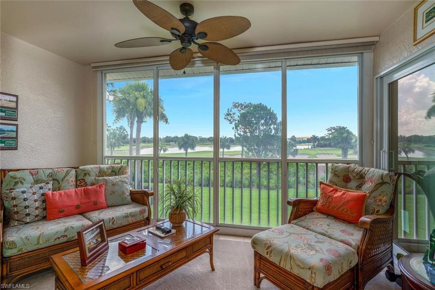 Located in the heart of Bonita Springs, this beautifully updated 2-bedroom, 2-bathroom condo offers 1,256 square feet of living space withe exceptional views of the golf course and lake. Built in 1998, this home seamlessly blends modern comfort with resort-style living, providing the ideal backdrop for relaxation and recreation. As part of the prestigious Highland Woods Country Club, you'll have exclusive access to top-tier amenities, including a championship golf course, tennis courts, community pool, and fine dining. Whether you're teeing off for a round of golf or enjoying a delicious meal at the clubhouse, this community has it all. Inside, the open-concept living area boasts volume ceilings, creating a spacious and inviting atmosphere. The eat-in kitchen is fully equipped with modern stainless steel appliances. A convenient wet bar and TWO ENCLOSED LANAI'S, giving you extra living space adding extra charm, perfect for entertaining or simply unwinding while enjoying the stunning views. This condo is ideally situated just a 7-minute drive to downtown Bonita Springs, where you'll find shopping, dining, and entertainment options, and only 10 minutes to the beautiful Bonita Beach. Coconut point is minutes away with great restaurants and shopping as well as the airport and hospitals. Whether you're enjoying the country club lifestyle or exploring the vibrant local area, this home offers the perfect blend of luxury and convenience.