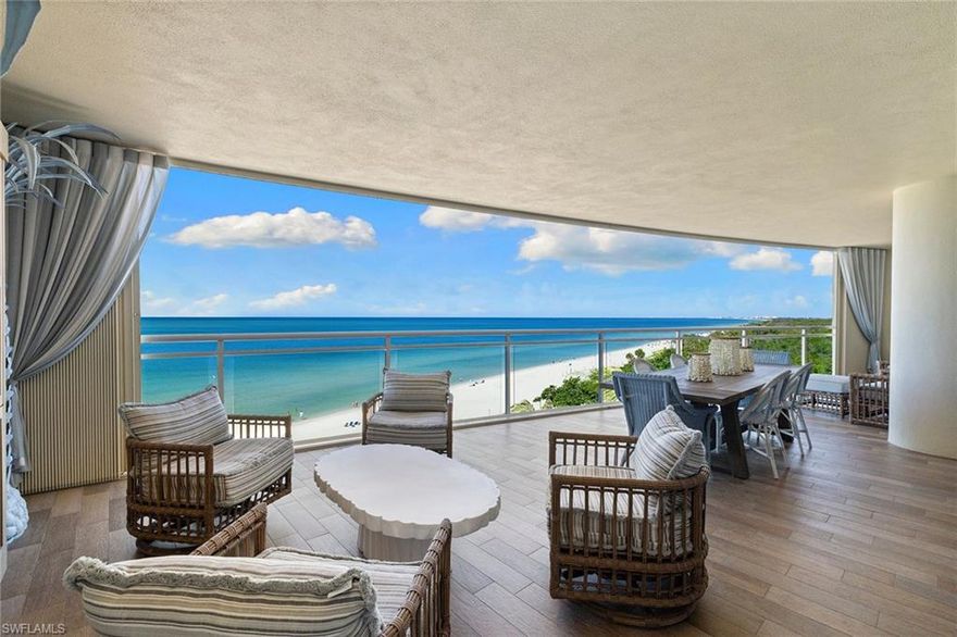 Experience beachfront luxury at its finest. Moraya Bay offers full amenity, resort-style lifestyle featuring indoor and poolside dining, beachfront lounge chair service and 24-hour security, all in one of Naples premier Gulf-front communities. This exquisite three-bedroom residence in the desirable 05 stack showcases one of the widest and closest beach views in the building. Completely reimagined by Renée Gaddis Interiors, the home blends refined design with top-tier craftsmanship. The gourmet kitchen features a La Cornue range and oven, Thermador commercial refrigerator, and an impressive butler’s pantry with three Thermador wine refrigerators plus an additional Thermador refrigerator and freezer. The primary suite offers sweeping Gulf views, a generous walk-in closet and a spa-like marble bath. The private elevator entrance opens directly into your residence, creating an intimate sense of arrival and privacy. With impeccable finishes, sophisticated design and unrivaled beachfront amenities, this is one of Naples exceptional coastal offerings.