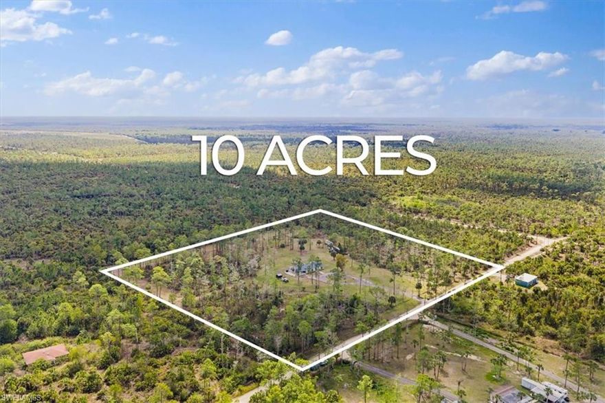 Naples grows up and out, 6070 Lee Williams Road comes as a miracle. While the city grows crowded, this sprawling 10-acre estate provides an absolute sanctuary directly inside the Picayune Strand State Forest. 74,000 acres of protected Florida wilderness buffer your borders, giving you ultimate peace of mind. The 1,976-square-foot residence features 3 bedrooms and 2 baths, with a bright, airy open-concept design that blends authentic character with modern living. You have ultimate peace of mind from full HURRICANE IMPACT DOORS, AND WINDOWS, NEW ROOF (2025). Inside, Tile throughout a massive living room, and leads into a freshly updated chef’s kitchen boasting premium finishes. 
Enter through your private gates into a fully fenced 10 acres of your sanctuary, where your imagination sets your limits. Spend your mornings and afternoons relaxing under the expansive concrete awning, listening to nothing but the wind and the birds. This "blank canvas" offers limitless room to build a dream garage, a horse stable, an outdoor kitchen, or a guest house. Best of all, you live just steps from miles of bike and horse trails winding through the heart of the forest.
You enjoy an authentic "off-the-grid" feel without sacrificing a single convenience while staying just minutes from grocery stores, fine dining, and the best of Naples. 10-acre tracts like this represent a piece of history that no one will ever replicate. Seize the last frontier of Naples before it disappears. Own the silence, own the space, and own the legacy.
