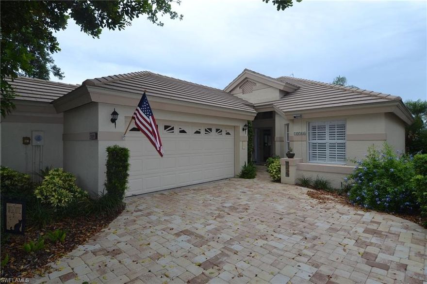 BEST BUY IN THE VILLAGE ! !  GORGEOUS PANORAMIC LAKE AND GOLF COURSE VIEWS ! !  HENLEY MODEL WITH 2 BR AND LARGE DEN, NEW ROOF, NEW PAVER DRIVEWAY, OVER SIZED EAT-IN KITCHEN, DEN WITH BUILT-INS, TILE, CARPET AND LAMINATE WOOD FLOORS, PLANTATION SHUTTERS THROUGHOUT, BOTH BEDROOMS ARE EN-SUITES WITH ADDITIONAL HALF BATH, SCREENED LANAI, 2.5 CAR/GOLF CART GARAGE.  SOCIAL CLUB MEMBERSHIP INCLUDED FOR ALL HOMEOWNERS.  AFFORDABLE GOLF DUES ARE OPTIONAL.