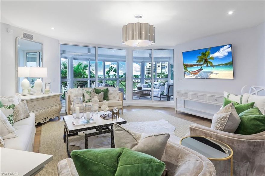 C13120 This extraordinary beachfront residence has been beautifully updated and fully furnished by Joy Tribout Interiors of St Louis.  Beginning with enhancements to the original floorplan to complement today’s beach lifestyle, the design team has brought together the highest level of finishes and fixtures to deliver the epitome of luxury and elegance.  Encompassing 3,944 total sq ft, the spacious floorplan offers 4 ensuite bedrooms, two covered lanais, and a large great room with adjoining den, well equipped kitchen and dining area which are perfect for entertaining family and guests.  The updated  kitchen features custom cabinetry with brass pulls, F. Bertazonni stove, and upgraded appliances with extra beverage drawers.  With a sweeping view to the Gulf, the primary suite enjoys a spacious and beautifully appointed bath and grand walk- in closet. An added benefit are the extra storage rooms and 2 assigned underground garage spaces.  The Brittany offers an updated fitness center, 4 quest suites, tennis courts, beach side lap pool with barbecue pavilion and 24 hour security.  Perfectly located within a short stroll to the wonderful restaurants and shops at Venetian Village.