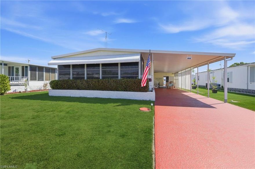 This beautiful two-bed, two-bath home in 55+ Forest Park offers many unique and desirable features. The attractive landscape, backyard patio and deck are welcoming outdoor spaces for relaxing and enjoying the Florida sunshine and cool evenings. An added benefit is the oversized shed allowing for extra storage, hobbies, or a workshop. The laundry area is conveniently located inside the home. You'll love the stunning kitchen with white cabinetry, two pantries, and beautiful stainless appliances. You can also catch a movie with your pull-down DVD player while preparing your meals! The pretty laminate flooring throughout complements the attractive furniture and decor (most furniture included!)  The spacious primary bedroom has sliding door access to the beautiful outside deck. The lanai/sunroom stays cool with its own room air conditioning unit--separate from the 2025 HVAC system. You own the land in Forest Park and enjoy a low HOA fee of $122/month. Meet new friends and have fun at the many events and activities all year round in Forest Park. Parties, dances, shuffleboard, swimming pool and other amenities add to the overall enjoyment of park living. Forest Park is in a perfect location--Close to major roadways, restaurants, shopping and exciting downtown Fort Myers. Call today!