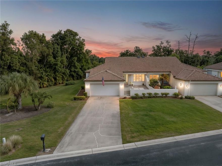 Renovated and move-in ready villa in the desirable Forest Villas community! This beautifully updated 3-bedroom, 2-bath home sits on an oversized lot with access to the Ten Mile Canal, offering a private and peaceful setting with great outdoor space. The open-concept kitchen has been fully remodeled with new cabinetry, newer appliances, and an oversized island, perfect for both everyday living and entertaining. The air-conditioned enclosed lanai features impact-resistant doors, providing additional living space to relax or entertain. Fresh interior paint, new luxury vinyl plank flooring throughout, updated sink plumbing, and new recessed lighting create a bright and modern atmosphere. The spacious primary bedroom includes a large walk-in closet and an updated en-suite bathroom with dual sinks and a walk-in shower. Additional features include a laundry room with a utility sink and accordion shutters on all windows for convenience and peace of mind. Forest Villas residents enjoy a community boat ramp with direct Gulf access via the Ten Mile Canal, a heated community pool, and a clubhouse. Optional golf membership is available at The Forest Country Club located next door. Conveniently located near shopping, dining, beaches, RSW Airport, and major roadways, this home offers modern upgrades with low-maintenance living.