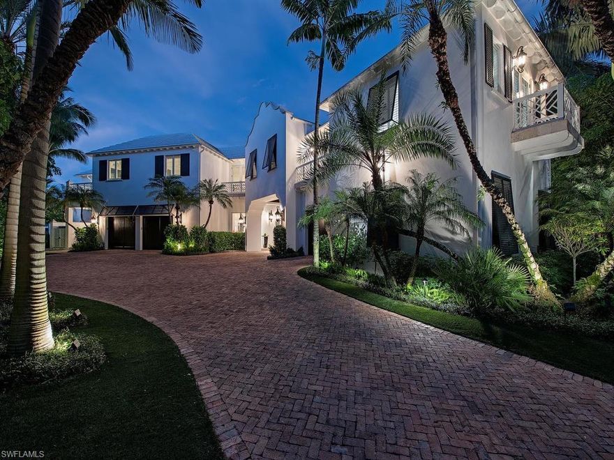 Stunning Port Royal estate home with sweeping, panoramic, wide water views. The 188 ft. of water frontage allows for views from nearly every room.  For outdoor living there is a spectacular glass tiled infinity edge pool, separate spa and fire pit . There is a professional designed chefs kitchen with custom cabinetry, multiple Sub Zero refrigerator/freezers, 2 induction cooktops, Wolf wall ovens , and more. The spacious master suite with walls of glass has a fireplace, large private lanai and spacious walk in closet with custom cabinetry. Large boat dock with 16,000 lbs lift .  Generator, 4 car air conditioned garage.  Port Royal Club Eligibilty