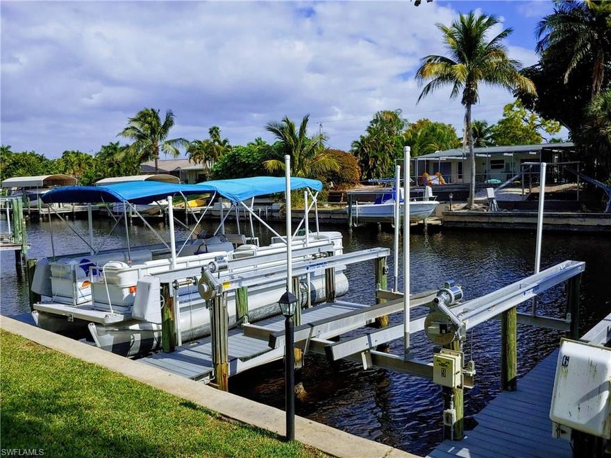 Rarely find! 2 beds/2 baths condo with your own private boat slip and 8000 lbs boat-lift. Direct gulf access! City water and sewer. Located in SE Cape Coral. 2017 Hurricane Impact windows for your peace of mind. Screened lanai area watching the nature and boats go by. 2017 hurricane shutter cover whole lanai. Porcelain Plank Tile flooring throughout whole house. Granite countertops in kitchen and bathrooms. Parks, Shopping center, waterfront restaurants, medical offices and Cape Coral Yacht club beach & pool are all near by.