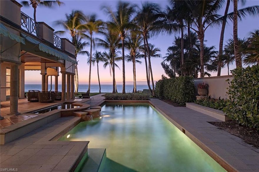 On the southern end of Gordon Drive lies a rare opportunity to purchase directly on the Gulf of Mexico. Located in the prestigious community of Port Royal, a stretch of pristine white sand beach and postcard sunsets are yours with 150 feet of direct Gulf-frontage on this nearly 1.5 acre property.  The current estate features a heated pool, koi ponds and multiple large outdoor living spaces, beautifully capturing the essence of beach living. There are four bedrooms plus a den, a separate guest house and two indoor parking bays. With total seclusion from any public beach access, this exclusive setting is the pinnacle of all Naples strives to offer. Property being offered as is. Immediate Port Royal Club Membership eligibility.