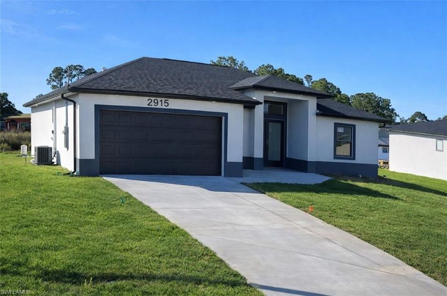 Experience elevated Florida living in this beautifully crafted new construction home offering 3 bedrooms, a versatile den, and 2 full baths across 1,630 square feet of thoughtfully designed space. Soaring ceilings create an open, airy feel, while polished porcelain tile flooring and designer quartz countertops bring a clean, modern aesthetic throughout. Built with impact windows and doors for peace of mind and energy efficiency, this home blends style with smart construction. The open-concept layout flows seamlessly from the kitchen to the main living areas, making it ideal for hosting gatherings or enjoying quiet evenings at home. Step outside to your future outdoor oasis — the lanai is already equipped with a plumbed outdoor sink and kitchen hookups in place, making it ready for your dream outdoor kitchen. Whether you envision a built-in grill, beverage center, or full entertaining bar, the infrastructure is already done — a huge value add for Florida buyers who love indoor-outdoor living. Move-in ready and designed for comfort, entertaining, and the Southwest Florida lifestyle — this home is a must-see.