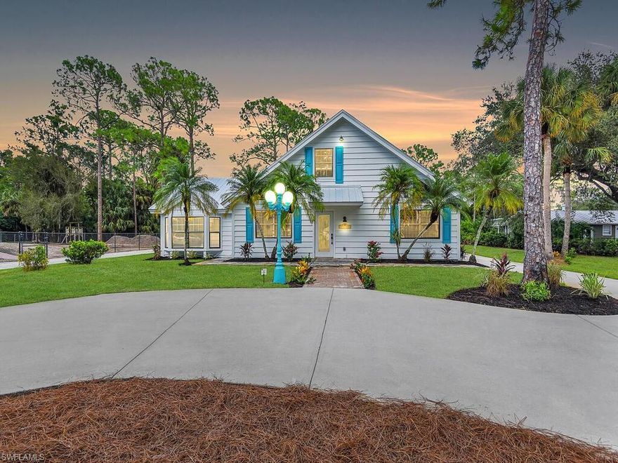 Welcome to "The Dogwood Cottage".  A truly unique home completely refreshed in a Beach Cottage Vibe and is situated on a 1.59 Acre landscaped lot.  Excellent "Logan Woods" location, close to everything.  Inviting Entry with double electric gates and extensive concrete circular driveway.   The home features 3 bedrooms, 2 bathrooms, large family room/dining area, large living room, beautifully renovated kitchen with high-end KitchenAid appliance package, quartz countertops, upgraded cabinets, farm sink, and built-in wine/beverage cooler. New, extra wide, "wood look" porcelain tile flooring through out the home, new bathrooms, new paint, new landscaping, new irrigation, new metal roofs on both the house and the detached 2 car garage, new Trane A/C system, new Kinetico whole house Reverse Osmosis system, new well pump, new pool cage screening, new pool liner, and new pool equipment. The oversized 2 car detached garage has new epoxy floors, new insulated garage doors with wifi openers.  This would make a great Vacation Rental, only 7 miles+- to the beach with NO HOA.  2nd floor is set up as a large loft with a walk-in closet and bathroom and is being considered as the 3rd bedroom.