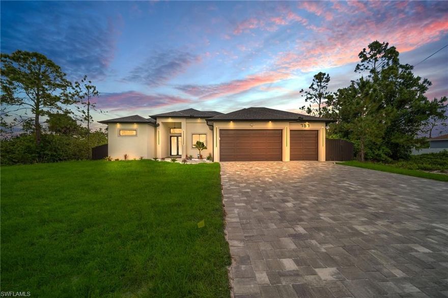 Beautiful new construction home featuring 4 bedrooms and 3 full bathrooms. This property offers porcelain tile flooring throughout, an open-concept layout, and a modern kitchen with a quartz island and contemporary cabinetry. Enjoy a saltwater pool with screened lanai, ideal for outdoor living. The home also includes a whole-house water filtration system. The property is fully fenced, providing added privacy. Conveniently located near shopping, dining, schools, and major roadways.