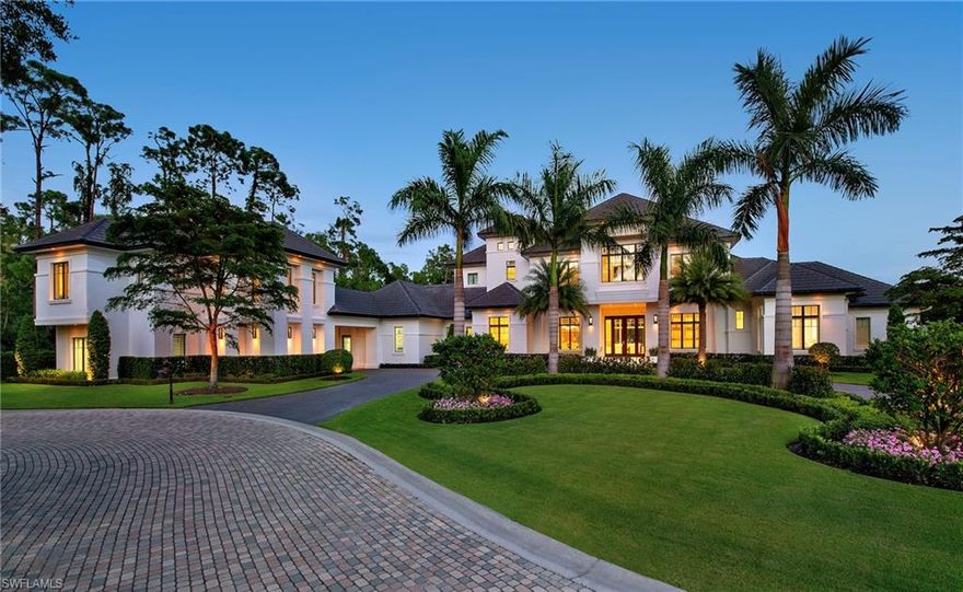 The best of the best by Borelli Construction. 1264 Osprey Trail features on one of the largest lots in Estuary at Grey Oaks has over 9,000 square feet with 6 bedrooms, 8 full and 2 half baths including a two story guest house with 2 car garage. The sprawling clean transitional design is paired with the numerous design details such as marble throughout the main living area, spectacular custom kitchen and volume ceiling details truly make this one of the finest estates in Naples. Additional features include a pool house, elevator, spacious outdoor space featuring a pool and spa, gas fireplace, outdoor bar and kitchen, automated screens and shutters. The home resides on a private oversized culdesac homesite overlooking a lake view.