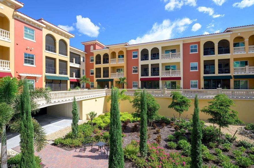 Genova LUXURY CONDO available NOW! Penthouse (4th floor) Bianco Floor Plan, 2BR plus Den/Office, 2BA, 2 Car Garage. This custom condo has an open floor plan with a large screened in lanai, great for entertaining, looking out over both the water and courtyard. Upgraded cabinets, flooring, a gourmet kitchen with in-island cooktop and hood along with upgraded appliances. Condo has been fully painted with contemporary crown molding. Master suite has dual walk-in showers along with dual vanities. A walk-in closet, designed and installed by “Closet Factory”. Custom finished 2 car (24’X24’) garage, with professionally applied epoxy floor, complete with built in heavy duty cabinets and tool box. Plenty of extra storage in condo as well as garage! Added bonus - 3 in-wall TV mounts, extra lighting, customized window furnishings and sophisticated style ceiling fans. Residents enjoy resort style amenities with indoor lap pool & outdoor resort pool, full fitness center, club house and bocce courts. Excellent location, walk to shopping and restaurants, minutes from the Coconut Mall, Miromar Outlets, Estero Park. Minutes to I75, beaches and RSW International Airport. SEE CONF REMARKS