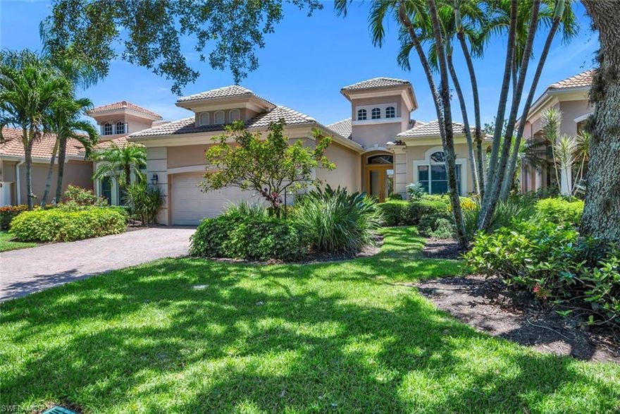 H10135. Introducing 892 Villa Florenza Drive! A stunning residence nestled in the heart of Villa Florenza, a highly desirable community in the Vineyards that consists of only 38 single family homes. This immaculate home boasts a spacious floor plan that seamlessly blends elegance and comfort, creating the perfect oasis for any discerning buyer. As you step into the foyer, you'll be greeted by an abundance of natural light that floods the open living area. The kitchen features granite countertops, stainless steel appliances, and ample storage space. The dining room flows seamlessly into the living room, which boasts of high ceilings and beautiful marble flooring, making it the perfect space for entertaining guests or relaxing with loved ones. The master suite is a true retreat, featuring dual walk-in closets and a luxurious spa-like bathroom complete with a soaking tub, dual vanities, and a walk-in shower. Two additional bedrooms provide plenty of space for family and guests.  The den can be used as a home office or additional living space. The outdoor living area is equally as impressive!  It includes a covered lanai with a sparkling pool and spa that has breathtaking, unobstructed views of the golf course which is surrounded by lush tropical landscaping. This space is perfect for hosting barbecues, pool parties, or simply enjoying the leisure life Florida has to offer. Membership at privately owned Vineyards Country Club is available but not required.