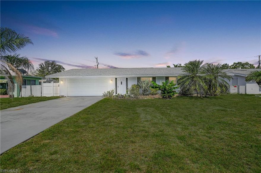 MOTIVATED SELLER! BRAND NEW ROOF! NO WATER DAMAGE FROM IAN! Beautiful, 3 bedroom, 2 bath, 2 car garage, waterfront home in secluded neighborhood North Fort Myers with Gulf access (via Hancock Creek). No HOA or restrictions. Close to Fort Myers and Cape Coral city limits. Open floor plan with lanai overlooking the water. Move-in ready. Kitchen with shaker style cabinets, granite countertops and Samsung stainless steel appliances. 8 foot sliding glass door opens to large lanai with great view of interesecting canal. Walkout full-view French style door opens to back yard from master bedroom. Jacuzzi tub in master bathroom. New travertine tile in both bathrooms and granite countertops. New ceiling fans, LED light fixtures and hardware throughout home. Separate laundry room and kitchen pantry, also has walkout door to back yard. Nu-Core brand waterproof laminate wood style flooring in bedrooms. Vinyl fenced yard! Enjoy fresh avocado's from your own mature fruit tree while sitting on the dock. Waterway from Hancock Creek to river and provides Gulf access. Great fishing from your own private dock.