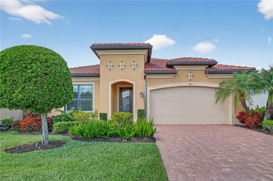 Coastal Elegance Meets Modern Luxury in this stunning three bedroom, 3 full bath plus powder room and den/study Martinique model expertly built by WCI, one of only eight of it's kind in the entire community and upgraded with over $140,000 in premium enhancements. Offering 2,509 sq. ft. of sophisticated coastal living space, this home is designed for elegance and comfort. The spacious great room features an elegant tray ceiling, while the gourmet kitchen boasts 42” cabinetry, quartz countertops, a stylish tile backsplash, a generous breakfast bar, and top-of-the-line KitchenAid appliances, including a stove hood, with under-cabinet lighting, recessed lighting and designer light fixtures. The adjacent dining area is the perfect space for entertaining family and friends.  Every detail is thoughtfully curated, from the crown molding and plantation shutters to the high- impact windows and doors, 12” x 24” tiles, and rich hardwood floors in the three bedrooms and the den/study.  The primary bedroom features a tray ceiling, double vanity, a large shower, water closet, linen closet and a sizeable walkin closet. All bedrooms ensure the ultimate in privacy and convenience, each offering it's own en-suite bath and individually air-conditioned walk-in closets.  Step outside to your private tropical oasis, where a heated saltwater pool with a lounging shelf awaits surrounded by a brick-paver pool deck basking in sunny western exposure.  The chef’s outdoor kitchen is a true showstopper, featuring a high-end gas grill, double burner, sink, and exhaust hood. It is the perfect area for you and your guests to enjoy true Floridian al fresco dining while taking in the serene views of lush, mature landscaping, a tranquil canal, and a protected preserve, all accentuated by LED landscape lighting.  This fabulous home is located in desirable Artesia Naples, a low-density gated neighborhood with low HOA fees, no CDD, and resort-style amenities that include a gorgeous modern clubhouse with a dining room, card room, billiard room, theater, yoga studio and a well-equipped fitness room. Outside reveals a tropical heated community pool with lap lanes and views of the community’s largest lake with a majestic fountain, along with barbecue grills, pickleball, bocce, and dog park. All of this, just minutes from the world-class beaches, shopping, and dining of Naples and Marco Island! Don’t miss this rare opportunity—schedule your private tour today!