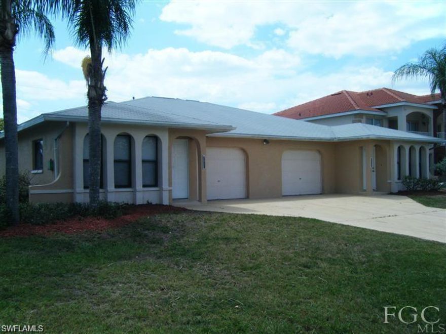 Great Investment opportunity on this 3/2 duplex on Santa Barbara Blvd!! Minutes away from Cape Coral Pkwy, shopping and dining. Conveniently located to public transportation.  A full 3 bedrooms and 2 baths on both sides!! Tile throughout the duplex. Appliances in place. Washer/dyer hookup in the garage. A/C replaced in 2017. Room to put a pool in the back as well. Slider doors from master bedroom and 2nd bedroom lead to a large screened lanai for both units. Live in one side and rent the other out! Call today to book a showing.