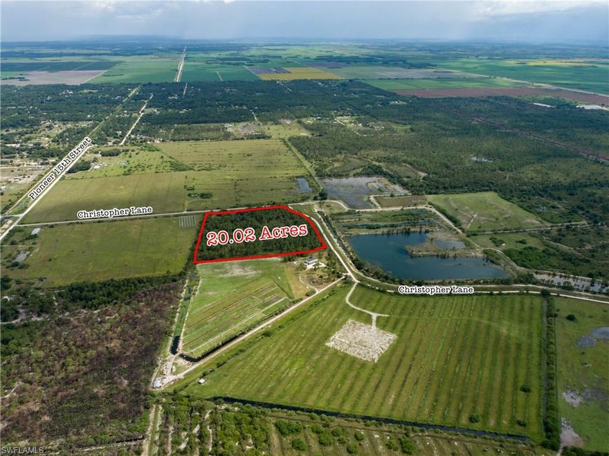 MINUTES TO SOME OF THE WORLD'S BEST FISHING AT LAKE OKEECHOBEE, QUIET, DESIRABLE, THE PERFECT 20 acre tract in Pioneer Plantation, zoned A-2, which also allows residential (single family, modulated or mobile home) at 1 unit per 5 acres (please verify with Hendry County). This property has been fenced and has a drive with culvert in place. The NE corner has several small ponds which make for excellent fishing, farming and drainage and can add tons of curb appeal to a homesite. There are mainly pine trees densely covering the entire 20 acres, along with lots of oak and palmetto trees. If you are looking for seclusion - you can be invisible on this property because the ability to hide are endless! Pioneer Plantation is mainly a 2.5 acre or 5 acre tract of land with residential and/or agricultural uses - it is located between Fort Myers (west - approx. 30 miles), LaBelle (approx. 7 miles west), Clewiston (approx. 15 miles east) and WPB (approx. 45 miles east). No matter which direction you may be heading, this is the ideal middle spot and a perfect place to start making memories.