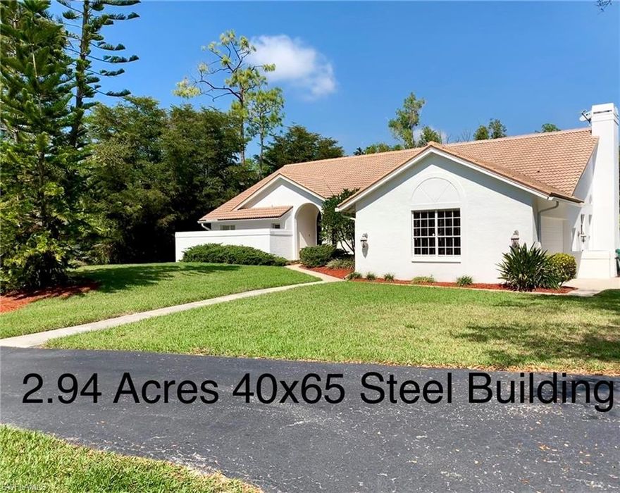 Livingston Woods Estate boasting 2.94 Acres close to Beaches Shopping & Dining W/ full house Reverse Osmosis  water system pool spa 40'x65'(2600 SqF *Not included in over all Square Footage) 'DEAN' steel building with R/O water and power. Viking/Wolf appliances Marble flooring, custom built in cabinets with Wetbar 2 car attached garage 3 bed 2.5 baths. Must be viewed to be appreciated. Easy to Show.*Just Reduced -Bring Offers!