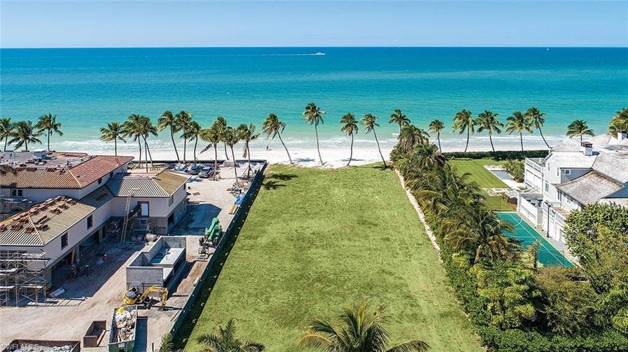 A unique opportunity to buy a choice lot on the Gulf of Mexico in Port Royal. Cleared and ready to build your Naples oasis, this site offers 100' of pristine, white sand frontage. Wonderfully located quite a distance from any public beach access, this location offers a quieter beach experience. Outstanding views and famous sunsets are guaranteed. This property affords the opportunity to become a member of the Port Royal Club; beachside dining, pool, fitness facility and fantastic tennis courts. The epitome of the Naples lifestyle.