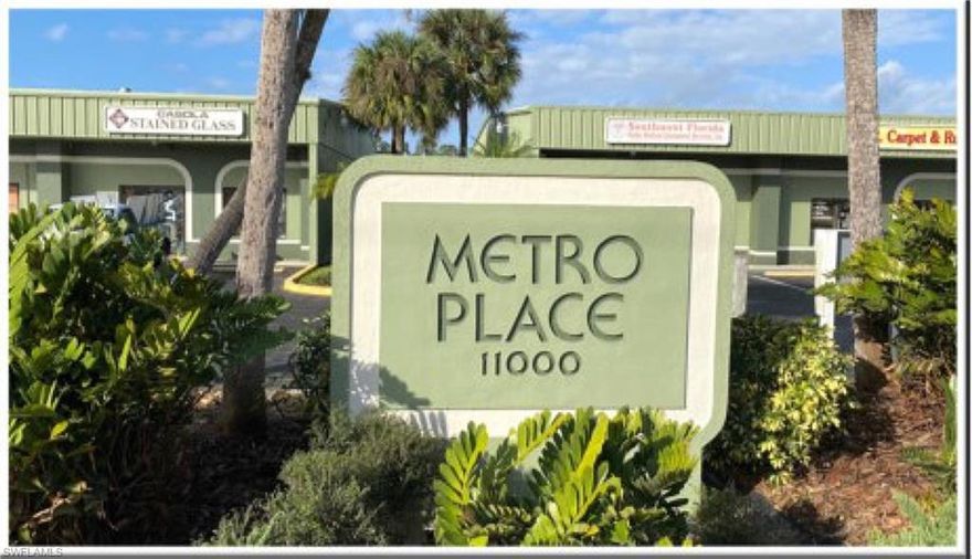 Almost 2000 square feet of flex space with coveted Metro Parkway frontage,  Showroom, Conference room, 3 offices, kitchenette, and a half bath with 500 square feet of warehouse space.  Loft storage and a roll up back door