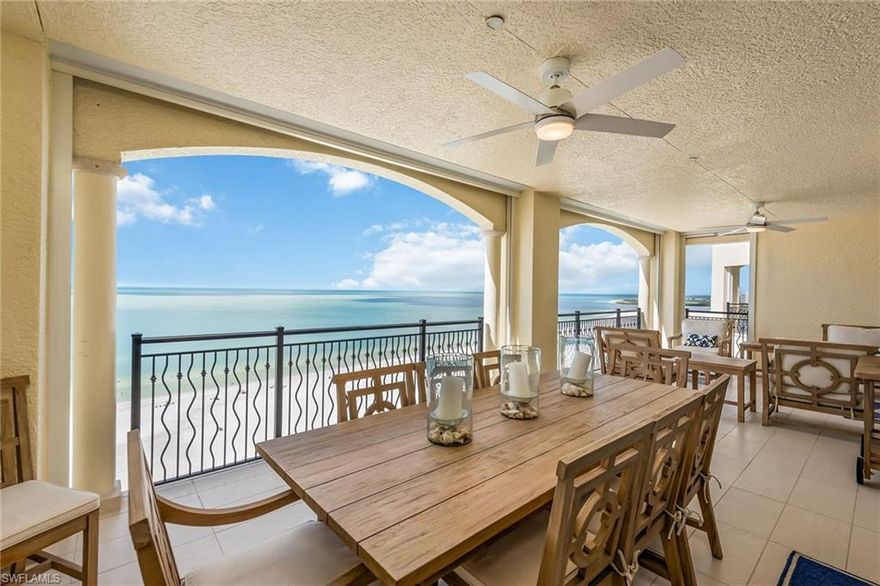 Introducing possibly the most incredible luxury beachfront residence available on Marco Island. Ideally in the center of the award-winning Crescent Beach, this meticulously crafted, and impeccably maintained 15th-floor condominium is in highly desired and rarely available Madeira. Welcome to this spectacular furnished four-bedroom with den, 4.5-bath condominium boasting 5,117 square feet of living space with breathtaking beach and gulf vistas. The floor-to-ceiling impact windows provide plentiful natural light. Multiple balconies offer ample opportunity to experience stunning sunsets and refreshing breezes. The gourmet kitchen features quartz countertops, Dacor gas cooktop and double-wall oven, Sub-Zero refrigerator and wine cooler, ice maker and pantry. Both primary suites offer incredible views framed by large bay windows, private balcony access, walk-in closets with built-ins and spa-like en suites. Additional perks include motorized screens, Sonos surround sound, climate-controlled storage, and dual washers and dryers. Enjoy private beach access, heated pool and spa, fitness, sauna, theater, billiards, tennis, social calendar, guest suites, covered parking and a gated entrance.