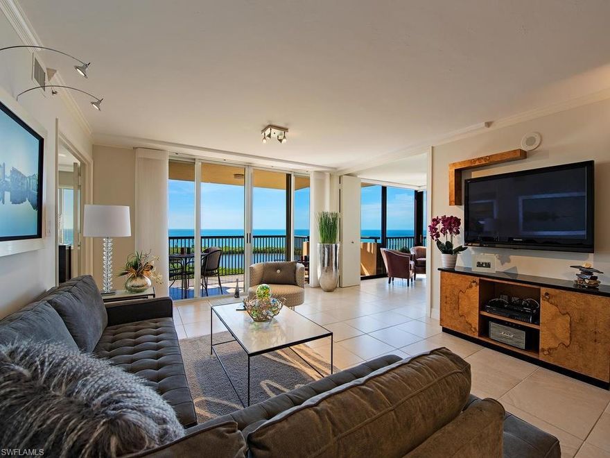 C.12939 - Truly a gem in the sky, a fantastic view of the Gulf and the mangroves through Clam Pass. The lanai is glassed in and provides additional living space. a perfect set up for an office. assuming you will not be distracted from the sunsets, the eagles or the falcons. Enjoy the many perks of Pelican Bay from this centrally located home. Close to the beach, tennis and the biking and walking trails. and of course we can not forget to mention the wonderful pool. Come and enjoy, you will not want to leave once you are here.