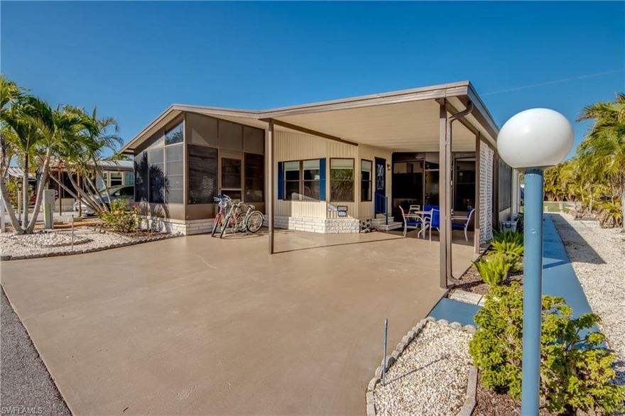 Welcome to island living in the highly sought-after Pine Island Cove 55+ community in Saint James City. This charming 2-bedroom, 2-bath home offers the perfect Florida retreat—whether you're looking for a winter getaway or a full-time residence.

The home features a comfortable open living space with plenty of natural light and a relaxing atmosphere that reflects the laid-back lifestyle of Pine Island. Enjoy outdoor living with space to relax and entertain while taking in the peaceful surroundings.

Pine Island Cove is known for its friendly community and outstanding amenities. Residents enjoy a heated saltwater pool and spa, boat ramp with Gulf access, fish cleaning station, and a washout facility for boats. There is also a scenic lakeside gathering area with covered pavilions, picnic tables, and grills—perfect for socializing with neighbors and friends.

Stay active with pickleball, bocce ball, and numerous clubs and community activities. Boat and RV storage is also available within the community.

Conveniently located near local restaurants, marinas, and world-class fishing, this home offers the best of the Southwest Florida island lifestyle. You own your land and the HOA fee is only $160.00 per month.